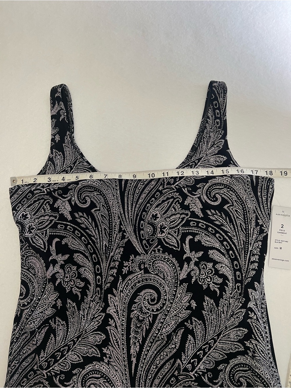 Alex Evenings Glitter Paisley Print Twinset Jacket Tank Top Set Black Stone M - Picture 10 of 16